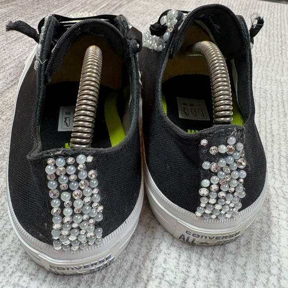 BLING Converse Chuck Taylor Custom Low Top Sneakers Womens 11 Black Pearl Event - Picture 8 of 9